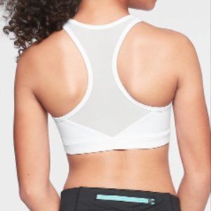 Athleta girls l (12) white speed racer bra mesh back athletic sports polyester